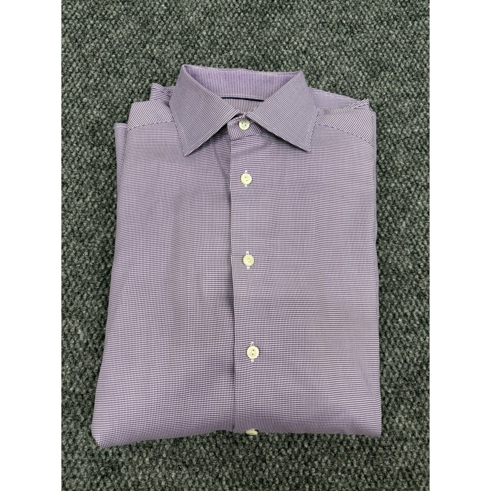 Eton Contemporary Men's 15.5/39 Dress Shirt Purple Micro Houndstooth Textured
